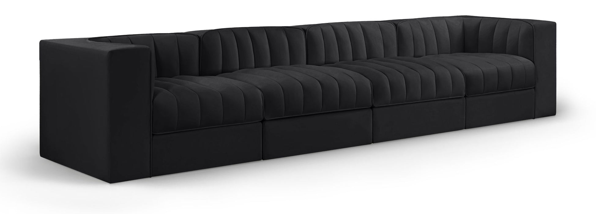 Rummi - Velvet Performance Fabric Upholstered 4 Piece Modular Sofa - Stylish Home Furniture