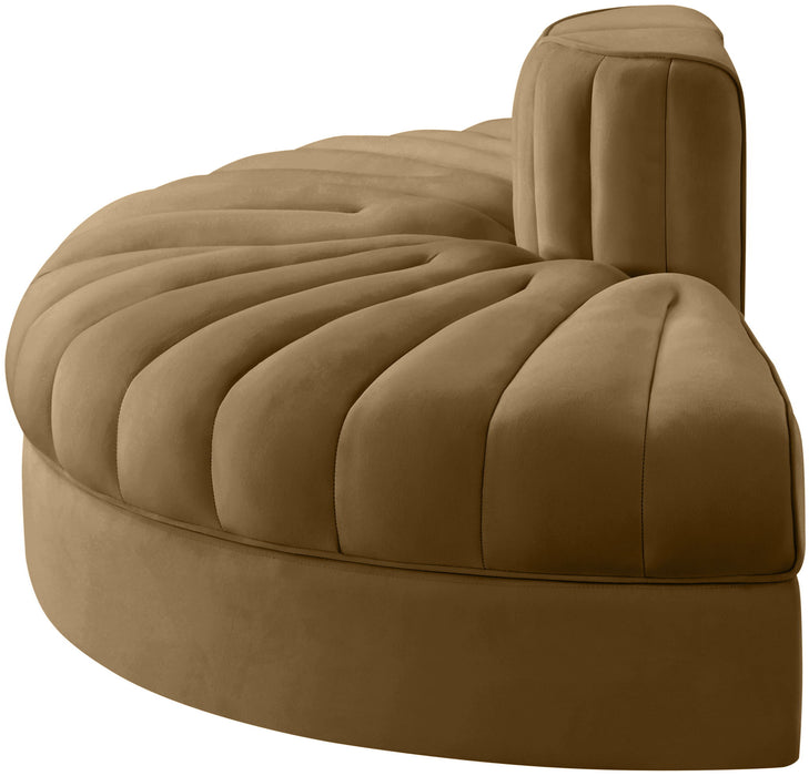 Rummi - Velvet Performance Fabric Upholstered 2 Piece  Rounded Modular Loveseat - Stylish Home Furniture