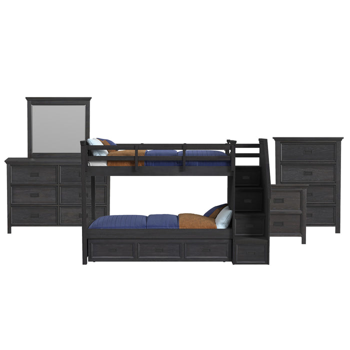 Hampton Kids - Bunk With Staircase And Trundle Bedroom Set - Stylish Home Furniture
