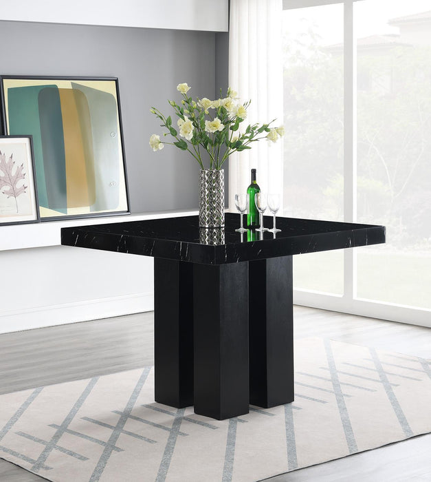 D132 - Faux Marble Counter Table - Black
