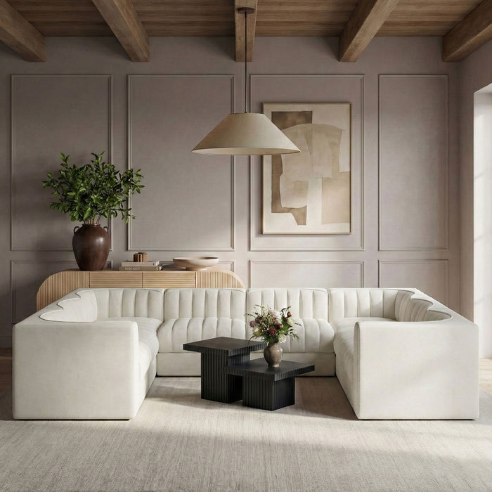 Rummi - Velvet Performance Fabric Upholstered Modular Sectional - Stylish Home Furniture