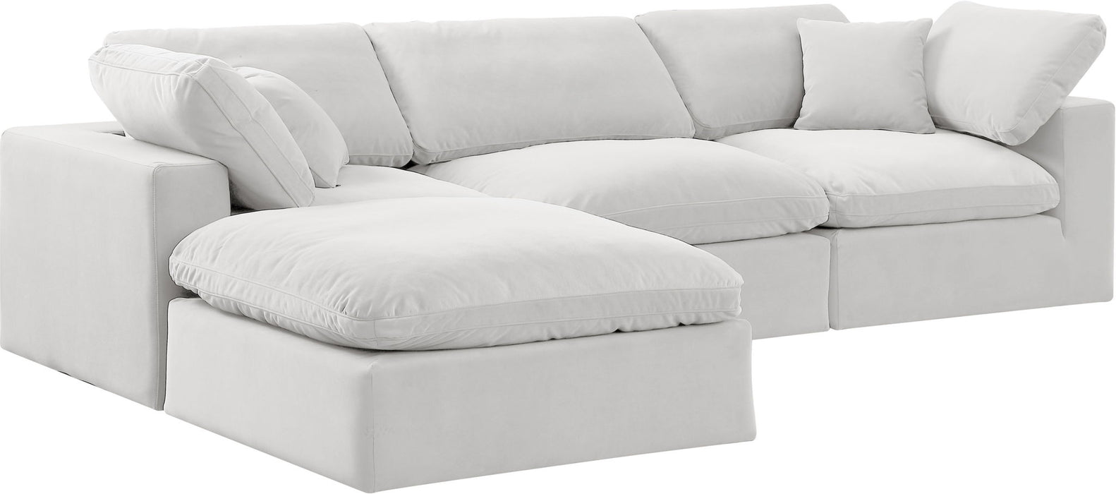 Comfy - 4 Piece Velvet Modular Sectional With Chaise - White
