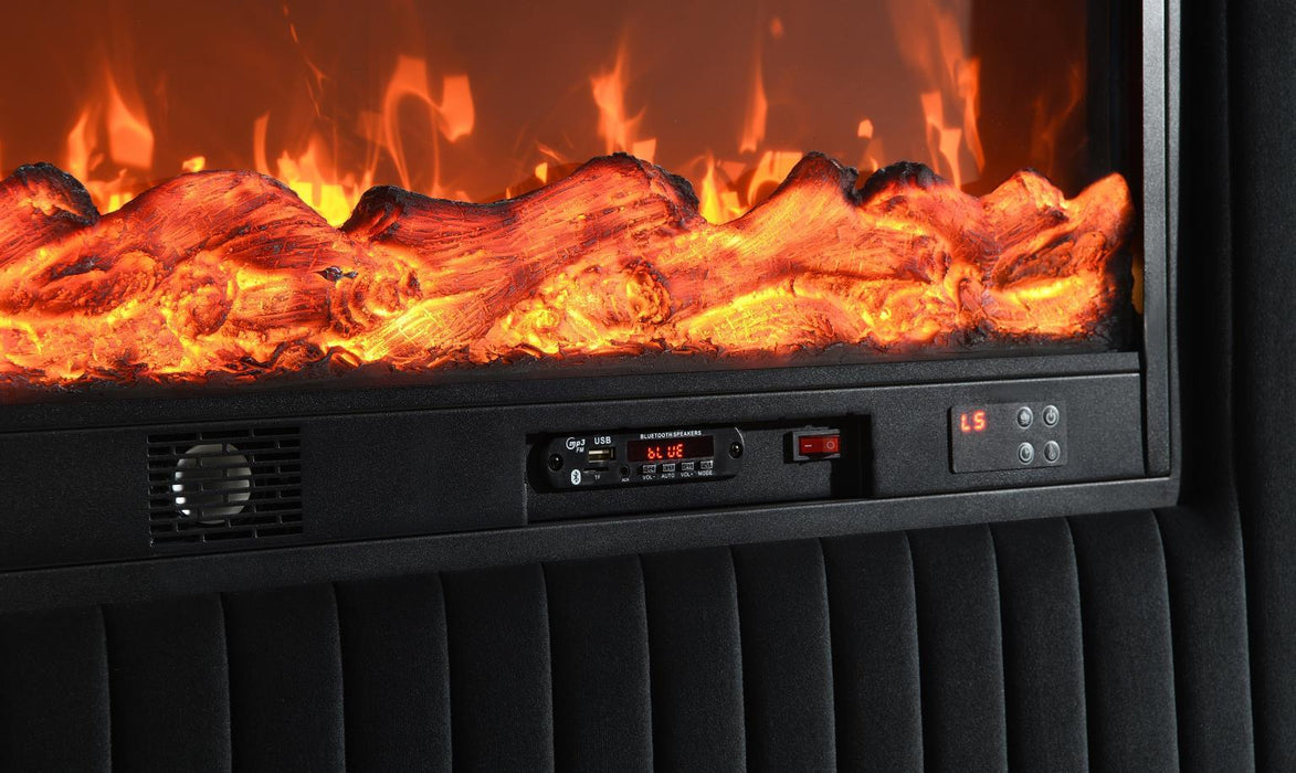 B543 - Velvet Bed With Fireplace & Bluetooth Speaker & USB