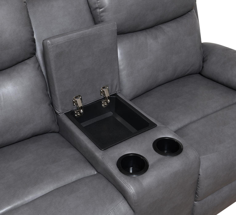 U185 - Motion Sofa With Drop Down Table - Gray