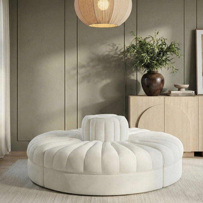 Rummi - Round Velvet Performance Fabric Upholstered 4 Piece Modular Sofa - Stylish Home Furniture
