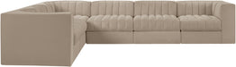 Rummi - Velvet Performance Fabric Upholstered 6 Piece Modular Sectional (With 3 Corner Chairs) - Stylish Home Furniture