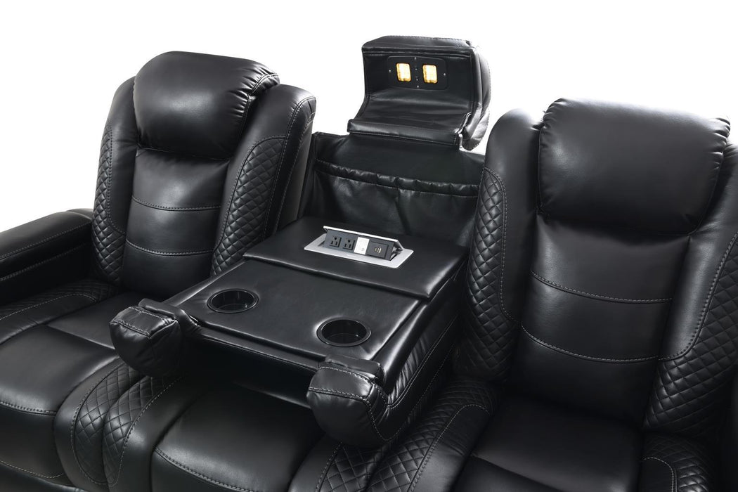 U92 - LED Power Reclining With Power Headrest, Bluetooth Speaker, And Drop Down Table Loveseat - Black