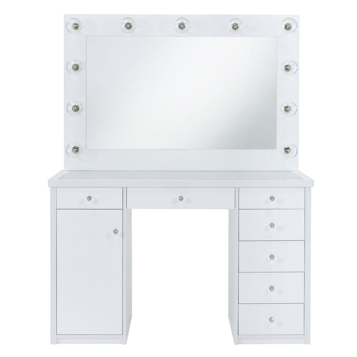 Amia - Complete Vanity With Lightbulbs - Glossy White - Stylish Home Furniture