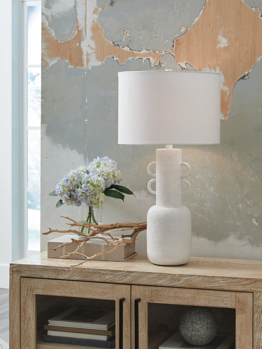 Perringhill - Metal Table Lamp - Distressed White - Stylish Home Furniture