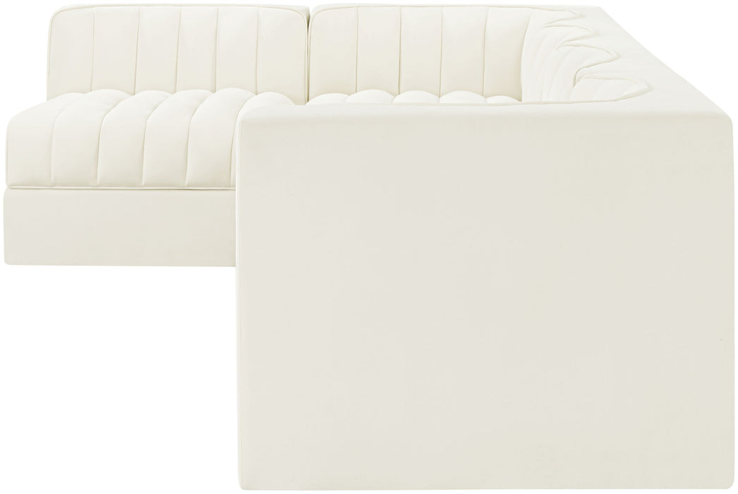 Rummi - Velvet Performance Fabric Upholstered 5 Piece Modular Sectional, L-Shaped (Right) - Stylish Home Furniture