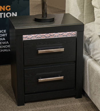 Shoralli - Two Drawer Night Stand - Black - Stylish Home Furniture