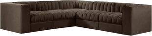 Rummi - Symmetrical Velvet Performance Fabric Upholstered 5 Piece Modular Sectional - Stylish Home Furniture
