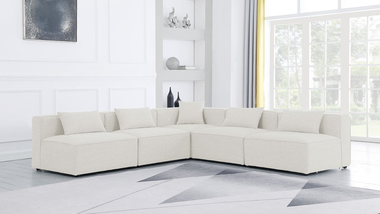 Cube - Linen 5 Piece Modular Corner Armless Sectional