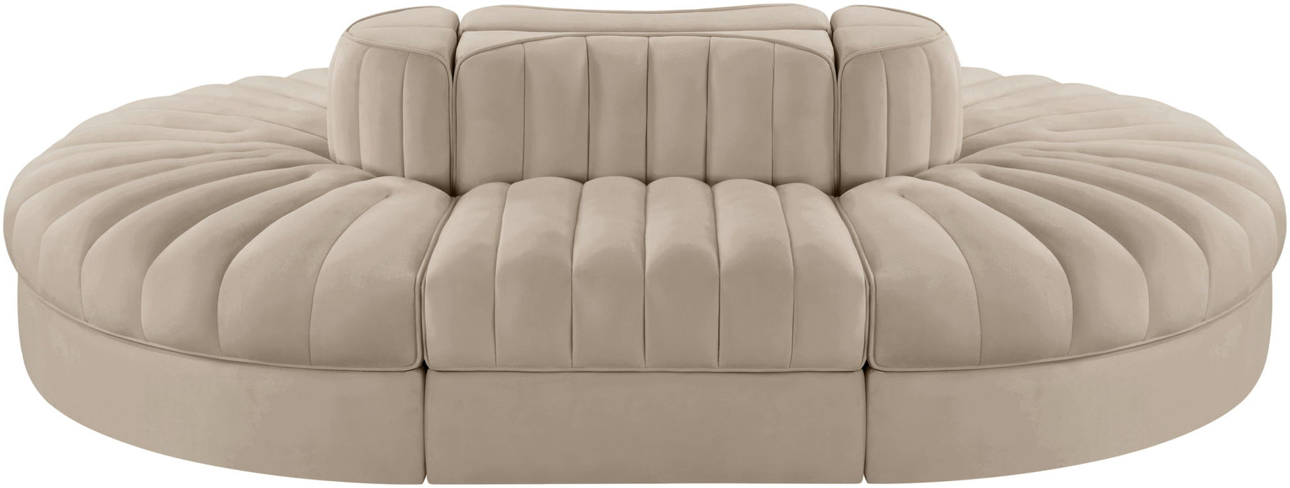 Rummi - Oval Velvet Performance Fabric Upholstered 6 Piece Modular Sectional - Stylish Home Furniture