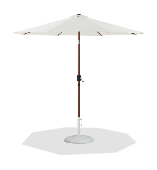 Fiji - Aluminum Patio Umbrella With Round White And Teak Base