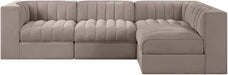 Rummi - Velvet Performance Fabric Upholstered 4 Piece Modular Sectional - Stylish Home Furniture