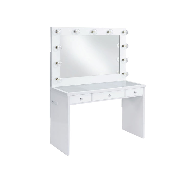 Ariana - Complete Vanity With Lightbulbs - Glossy White - Stylish Home Furniture