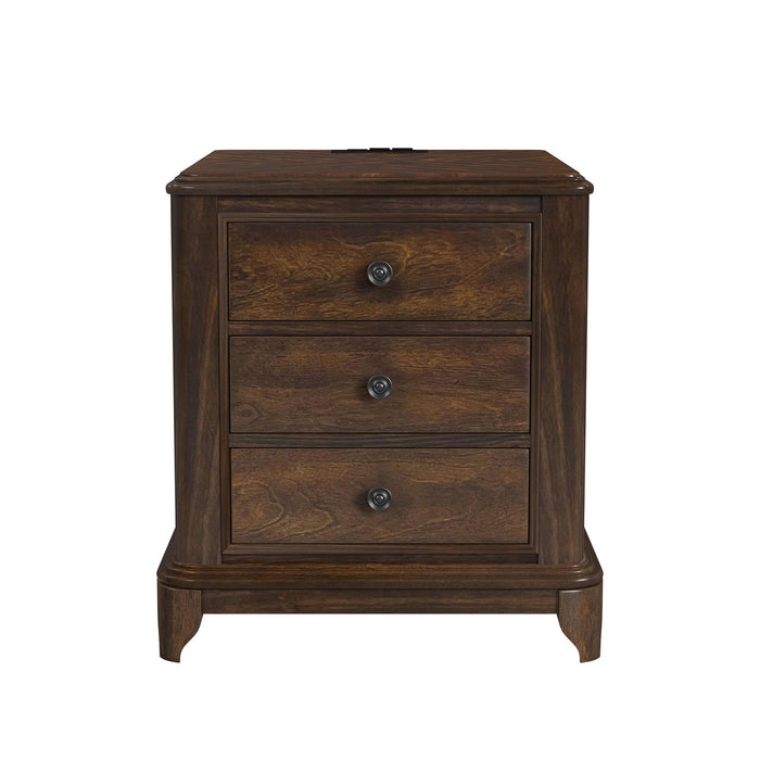 Phillipe - 2-Drawer Cabinet With USB - Cherry - Stylish Home Furniture