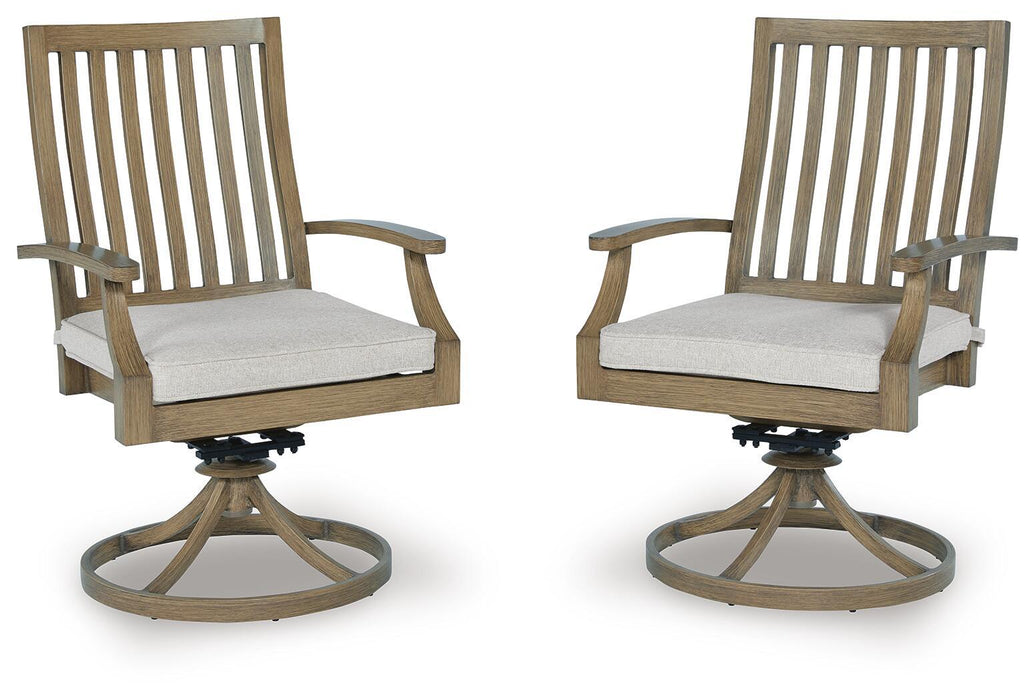 Rainier Ranch - Swivel Chair With Cushion (Set of 2) - Brown / Beige - Stylish Home Furniture