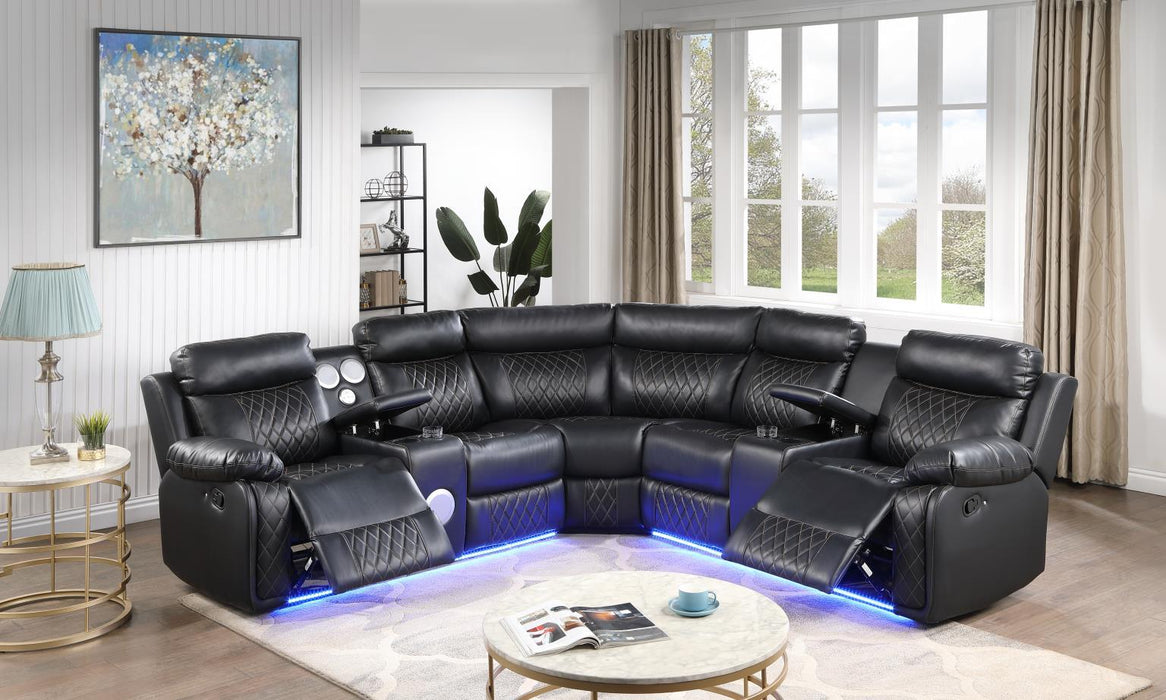 U63 - Motion 3 Piece Sectional With Bluetooth Speaker - Black