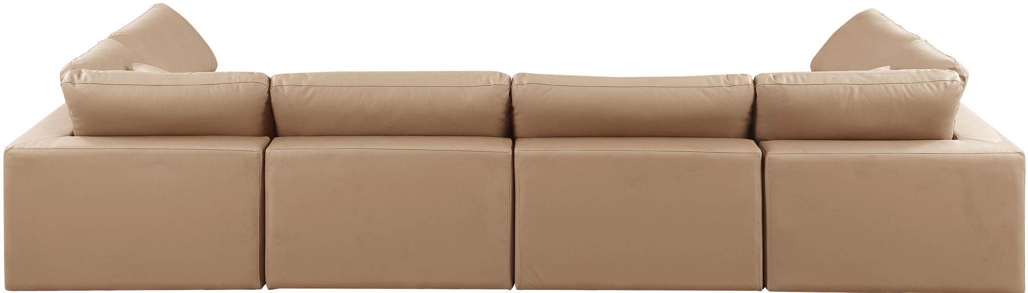 Comfy - 6 Piece Faux Leather Modular Armless Sectional - Tan