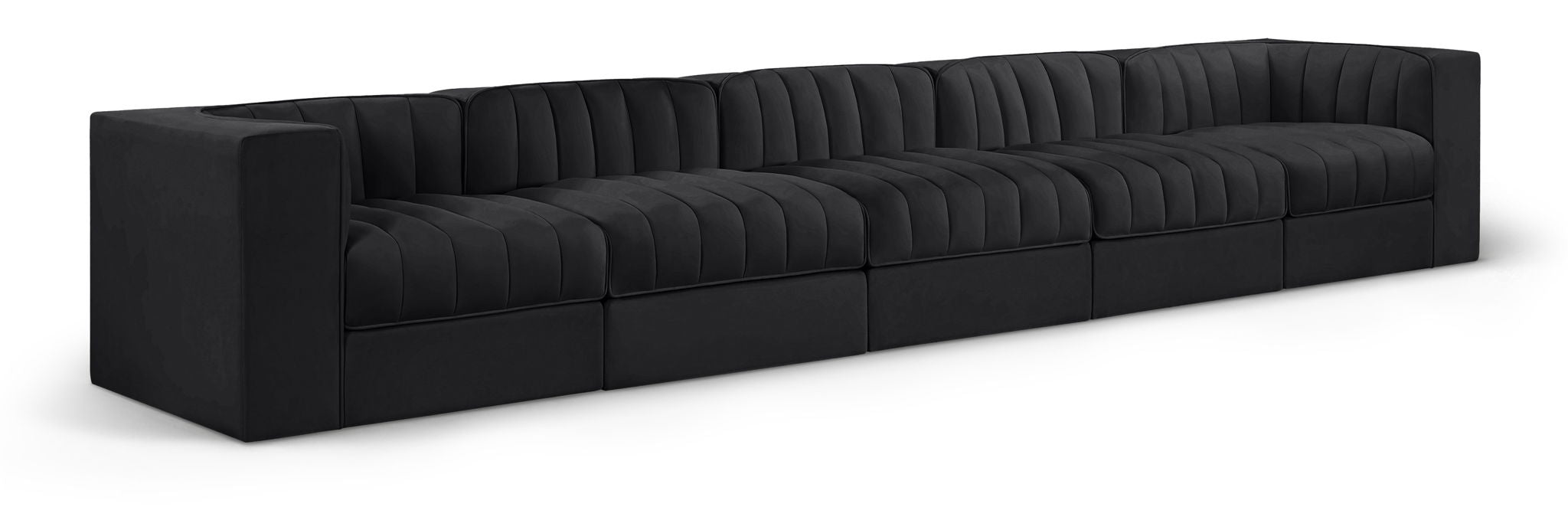 Rummi - Velvet Performance Fabric Upholstered 5 Piece Modular Sofa - Stylish Home Furniture