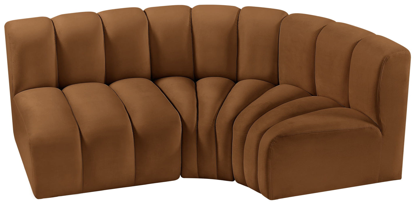Arc - Velvet 3 Piece Sofa - Saddle