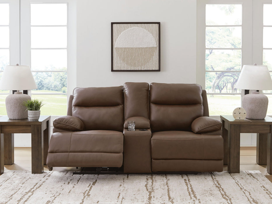 Vonryan - Power Reclining Loveseat With Console / Adj Headrest - Tobacco - Stylish Home Furniture