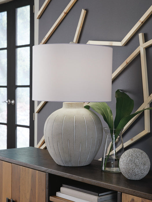 Calbert - Poly Table Lamp - Warm Gray - Stylish Home Furniture