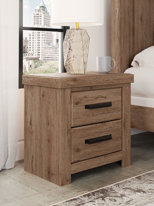 Oliandon - Two Drawer Night Stand - Light Brown - Stylish Home Furniture