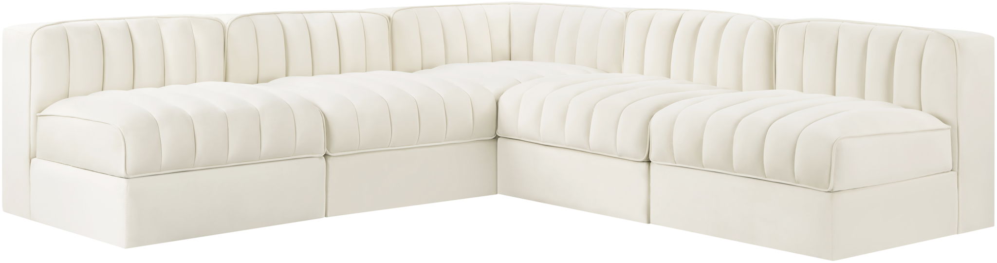 Rummi - Armless Velvet Performance Fabric Upholstered 5 Piece Modular Sectional - Stylish Home Furniture