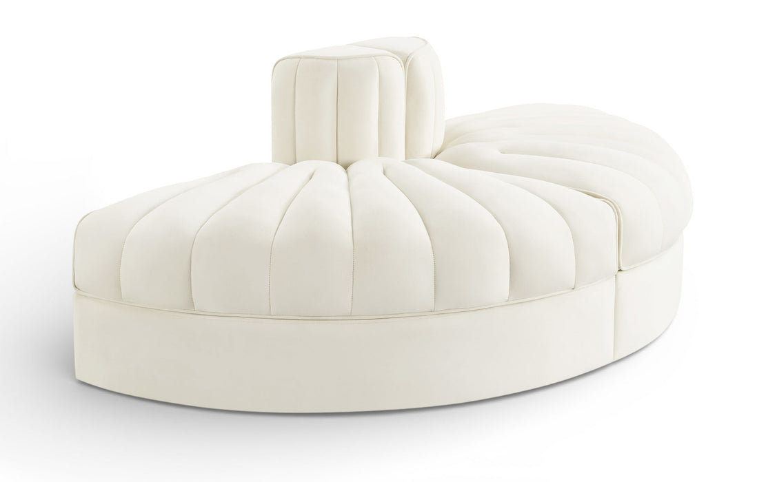 Rummi - Velvet Performance Fabric Upholstered 2 Piece  Rounded Modular Loveseat - Stylish Home Furniture