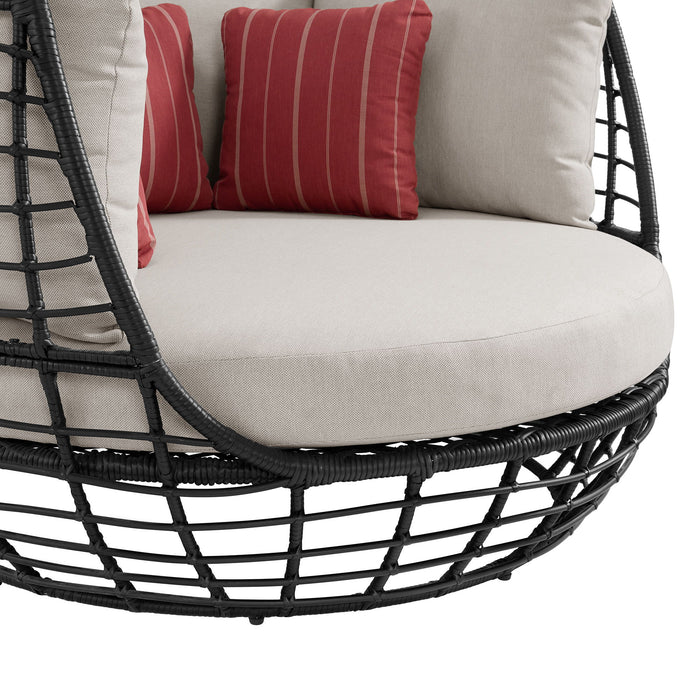 Playa - Twin Egg Chair With 3 Pillows - Dark Gray / Beige - Stylish Home Furniture