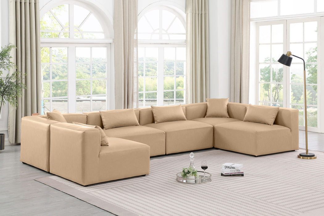 Cube - 6 Piece Modular Armless Sectional - Tan