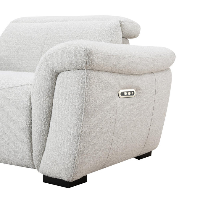 U15 - 6 Piece Beige Power Reclining Sectional With Power Headrest - White