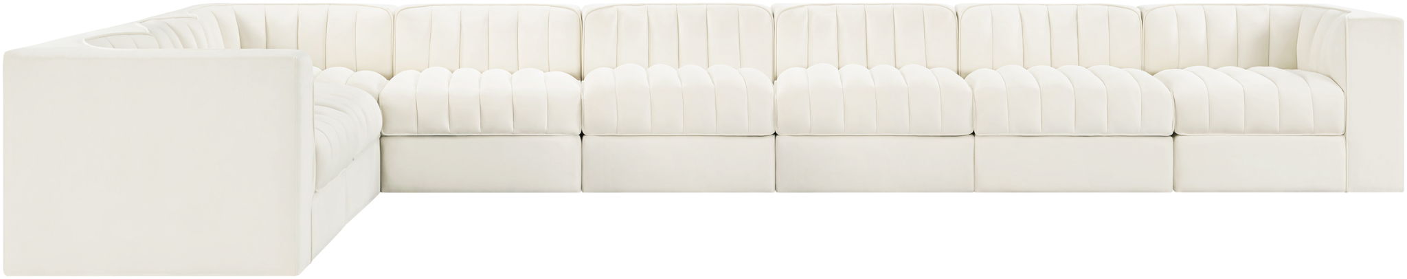 Rummi - Velvet Performance Fabric Upholstered 8 Piece Modular Sectional (With 3 Corner Chairs) - Stylish Home Furniture