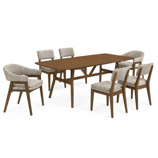 Miller - 78" Dining Table With 6 Chairs (4S/2A) - Walnut - Stylish Home Furniture