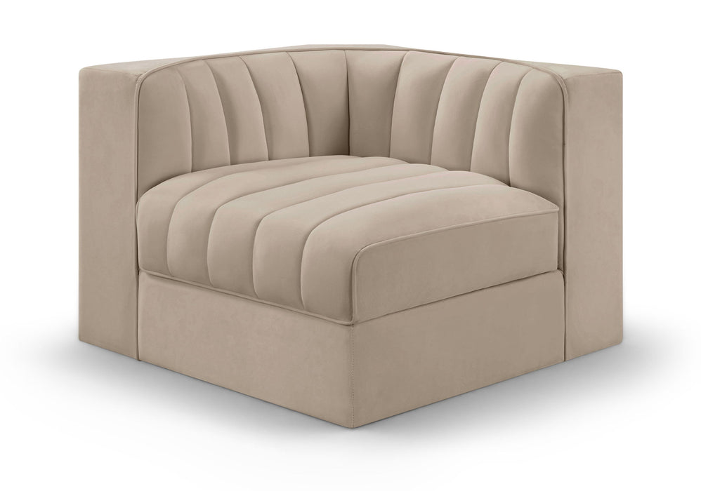 Rummi - Velvet Performance Fabric Upholstered Modular Corner Chair - Stylish Home Furniture