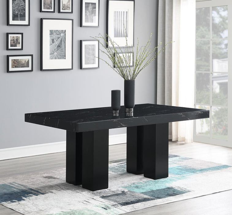D133 - Faux Marble Dining Table - Black