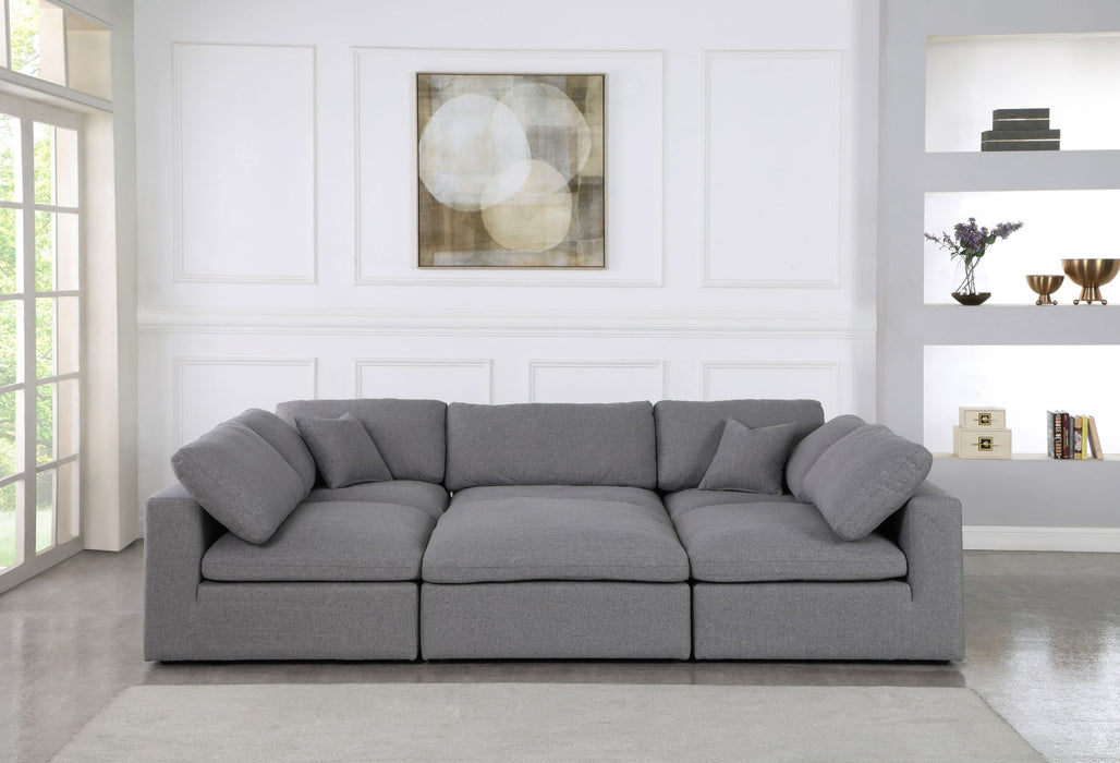 Serene - Linen Textured Fabric Deluxe Comfort Modular Sectional - Grey