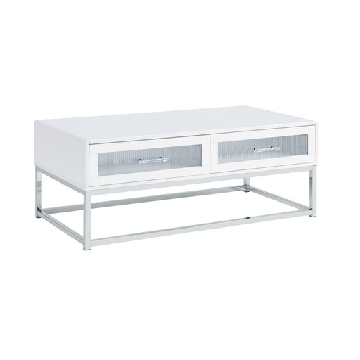 Chandra - Coffee Table With LED And Battery Pack - Glossy White - Stylish Home Furniture