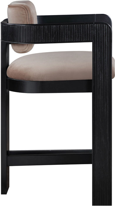 Sacha - Velvet Stool With Black Base
