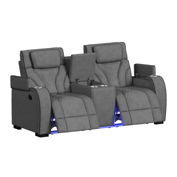 Blitz - Motion Loveseat With Console, And LED - Stylish Home Furniture