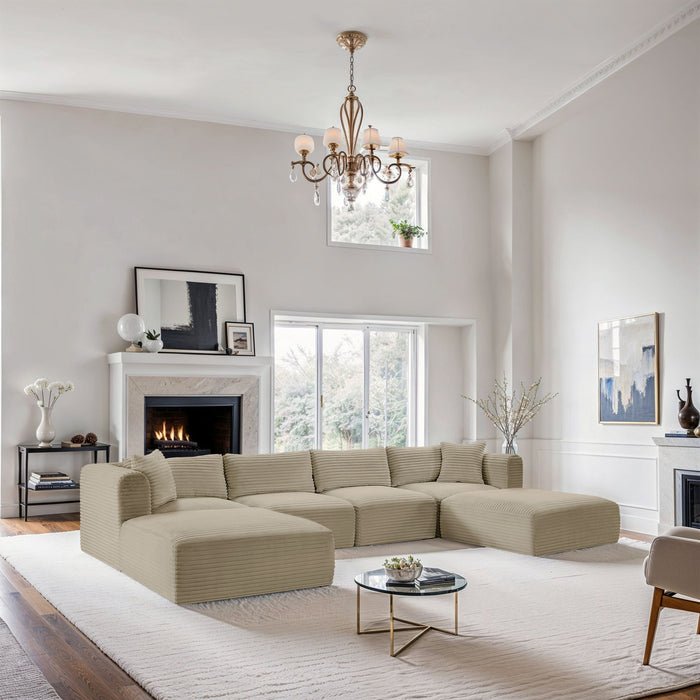 Shaggy - 6 Piece Modular Sectional With 2 Ottomans