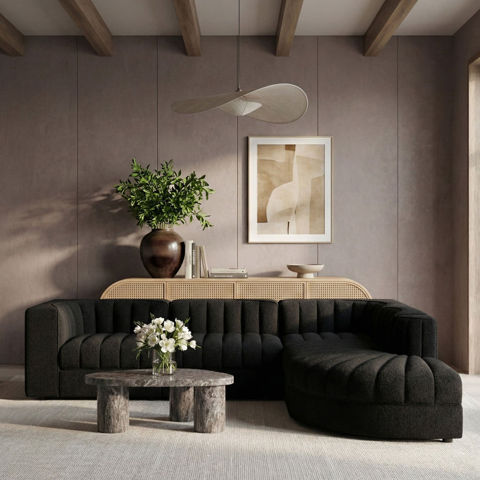 Rummi - Velvet Performance Fabric Upholstered 5 Piece Modular Sectional - Stylish Home Furniture