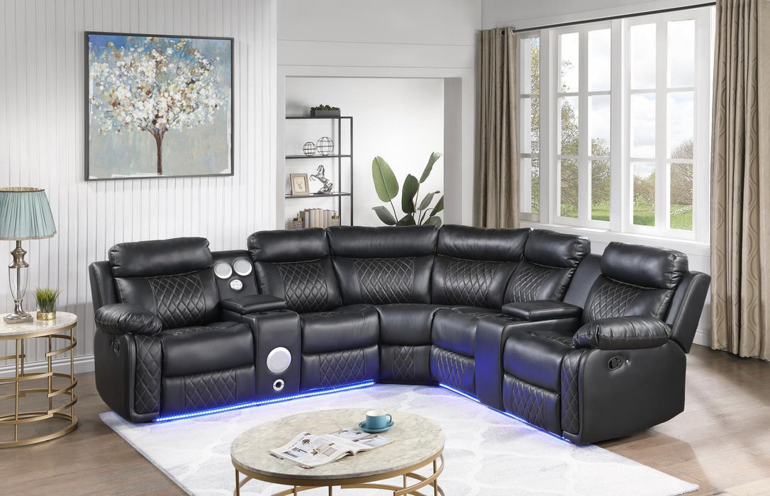 U63 - Motion 3 Piece Sectional With Bluetooth Speaker - Black