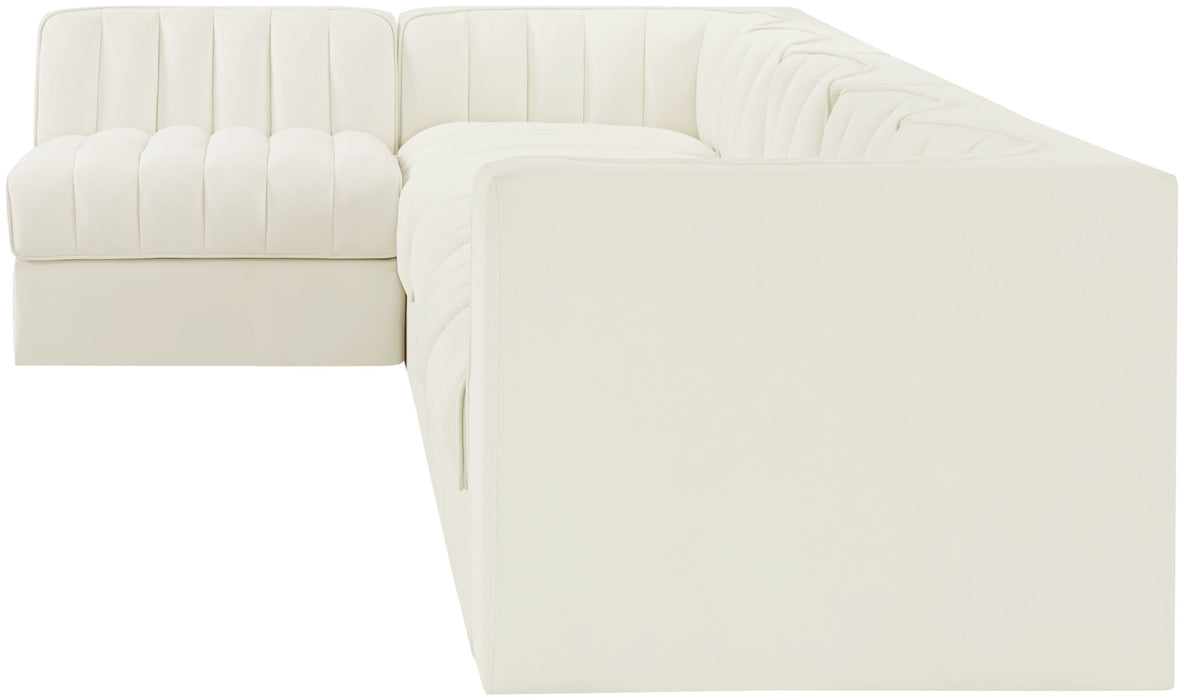Rummi - Velvet Performance Fabric Upholstered 6 Piece Modular Sectional, L-Shaped (Right) - Stylish Home Furniture