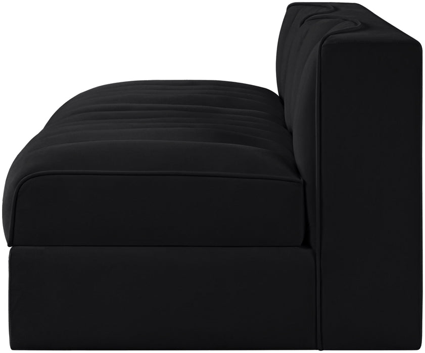 Rummi - Velvet Performance Fabric Upholstered 2 Piece Modular Armless Loveseat - Stylish Home Furniture