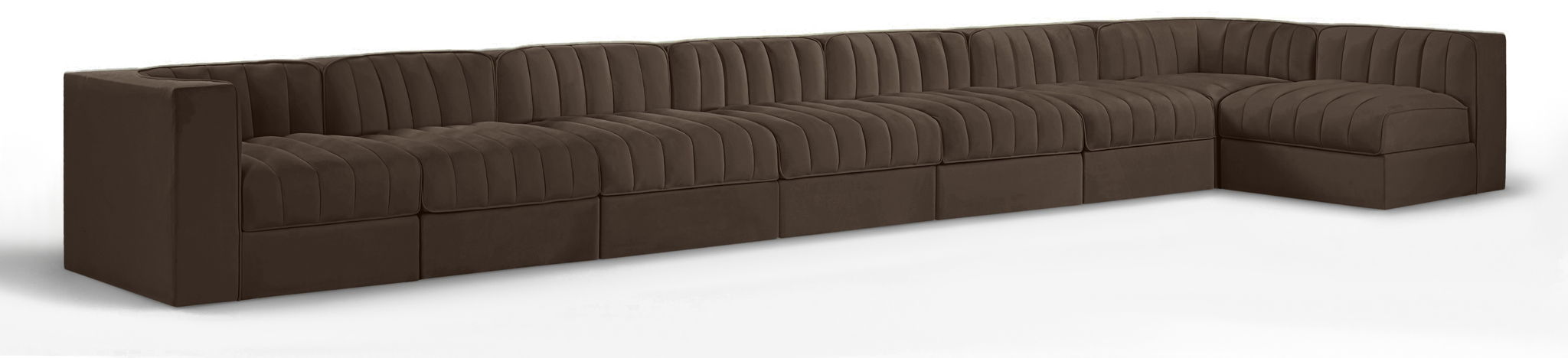 Rummi - Velvet Performance Fabric Upholstered 8 Piece Modular Sectional, L-Shaped (Right) - Stylish Home Furniture