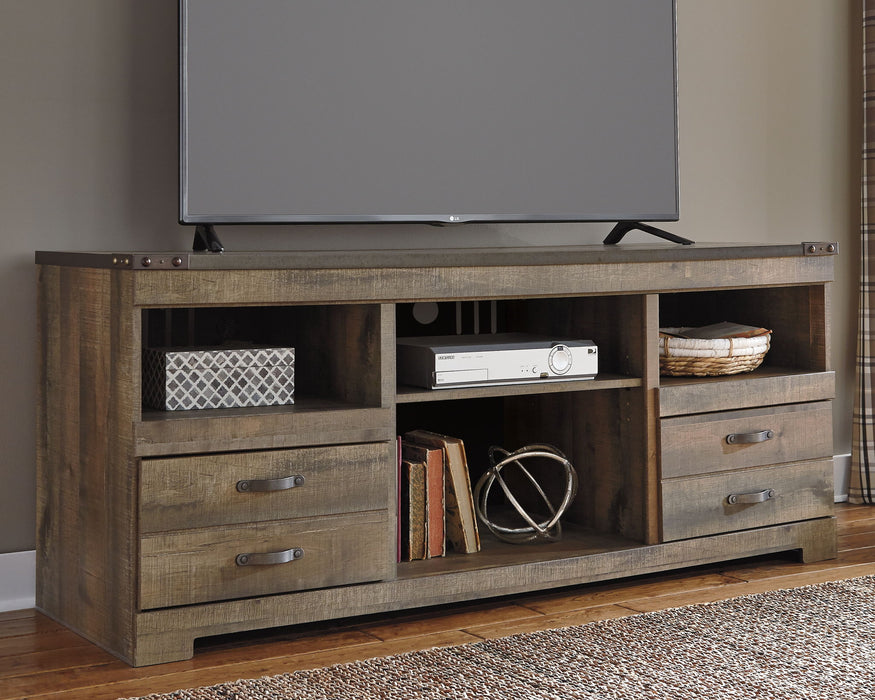 Trinell - 63" TV Stand With Glass/Stone Fireplace Insert - Brown - Stylish Home Furniture